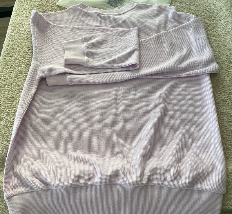 Comfrt Waffle Lounge Long Sleeve Crew Neck Shirt Lavender Unisex Sz Medium M gallery