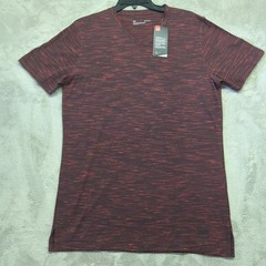 Under Armour Fitted Activwear Sportsyle V-Neck Marron Red Stripped Accent Size L