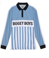 NWT Bogey Boys Mens Athletic Jersey Medium Lightweight Golf Logo Stripe Blue