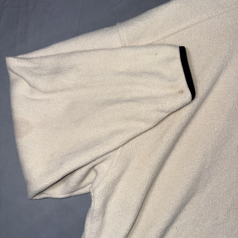 Vintage 90s Adidas Half-Zip Fleece Pullover Cream Black Size Large gallery