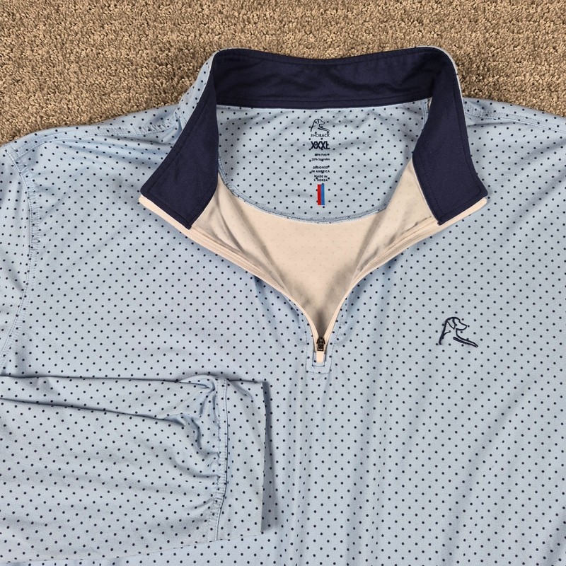 Rhoback Pullover Men 3XL 1/4 Q-Zip Pullover Performance Golf Blue Polka Dot gallery