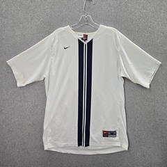 VINTAGE Nike Men Activewear Shirt Medium White Striped Swoosh Logo 10 Tee