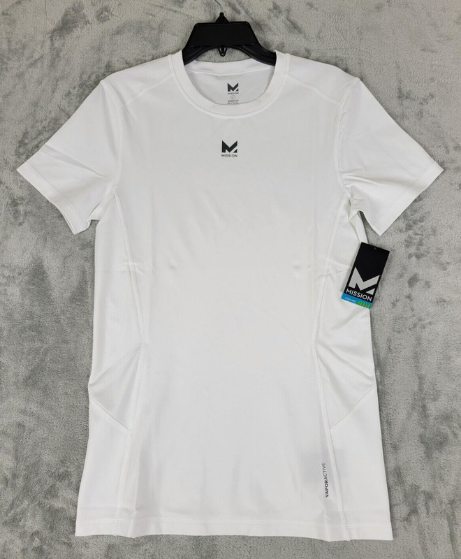 Mission VaporActive Performance Compression Fit Shirt Mens LG White Quick Dry gallery