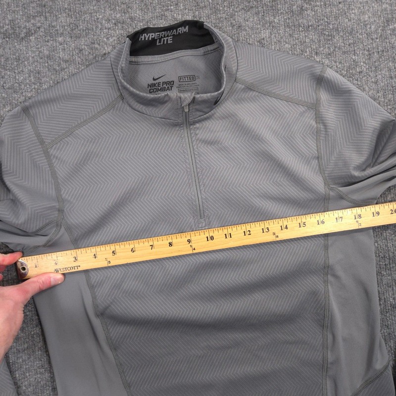 Nike Pro Combat Hyperwarm Lite 1/4 Zip Mens M Gray Fitted Performance Pullover gallery