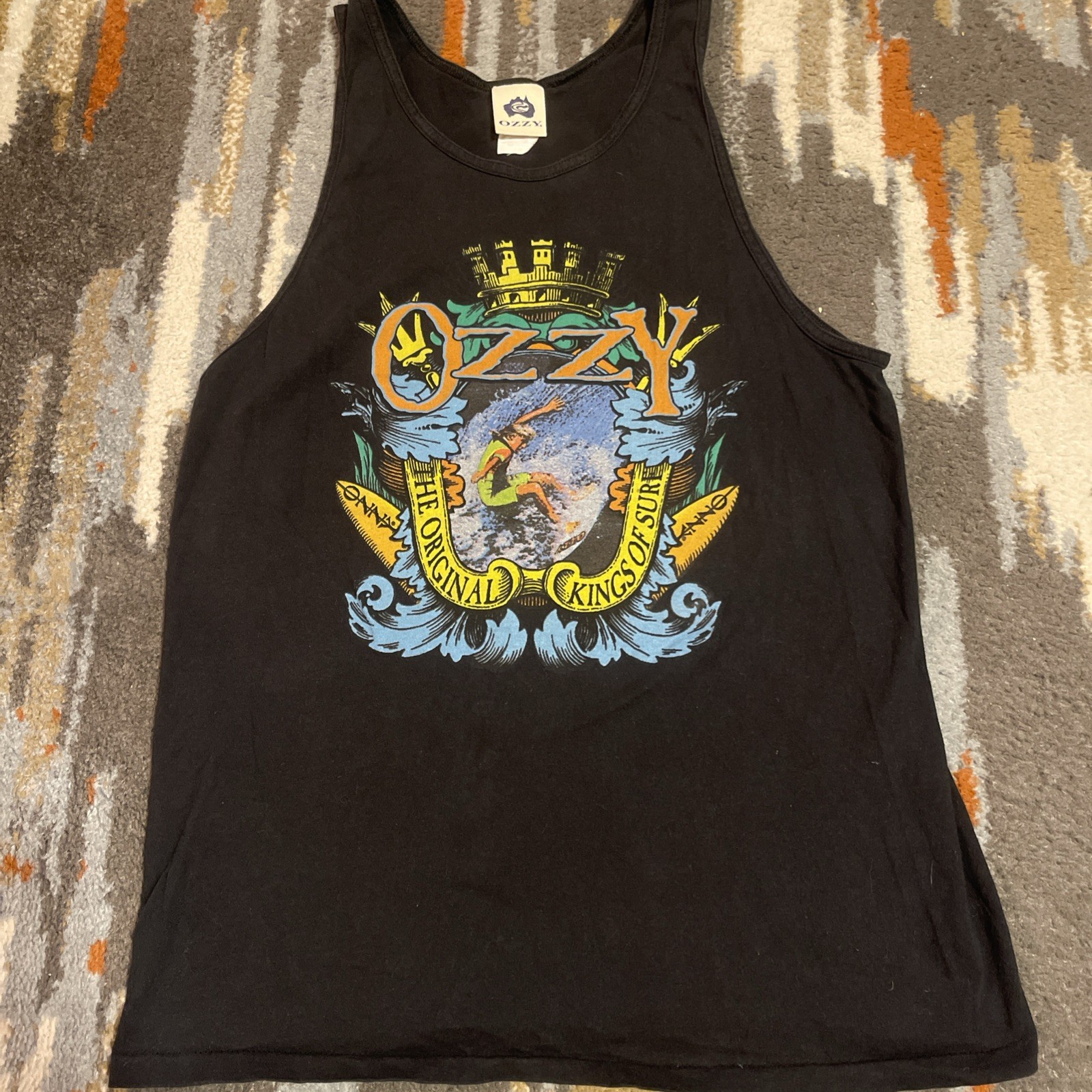 Vintage 90s Ozzy Surfboards Single Stitch Tank Top Surf Tee USA Made Faded Large gallery