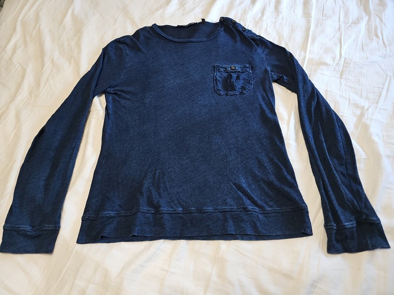 Ralph Lauren Black Label Lightweight Pullover L/S Shoulder Button Pocket Shirt M gallery