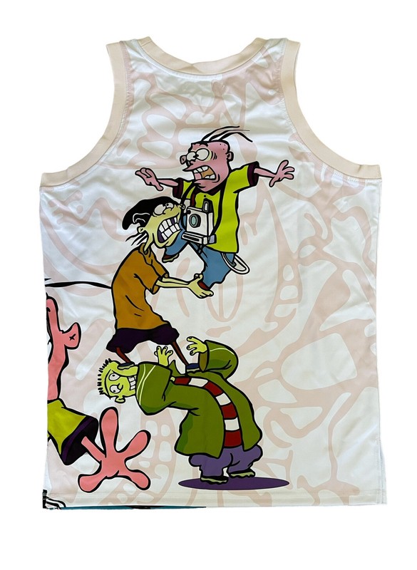 Ed Edd n Eddy Headgear Classics Nostalgia Animated White Pink Jersey Size XL NWT gallery