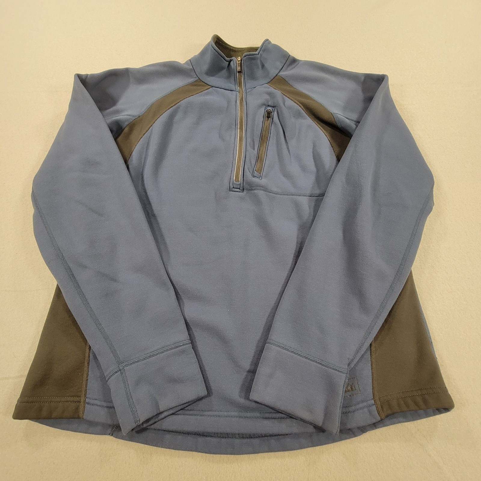 REI Quarter Zip Fleece Pullover Jacket Blue Black Mens Large Outdoor Gorpcore gallery