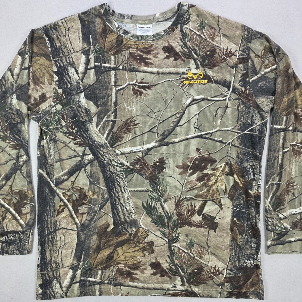 Realtree AP Camouflage Men's Shirt XL Longsleeve Logo Faded Hunting Outdoors