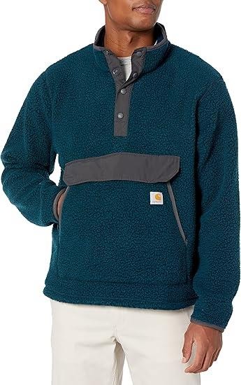 Carhartt Tall Mens Jacket LT Fleece Pullover Relaxed Fit Sherpa Activewear Blue gallery