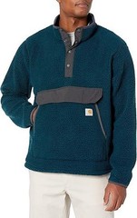 Carhartt Tall Mens Jacket LT Fleece Pullover Relaxed Fit Sherpa Activewear Blue