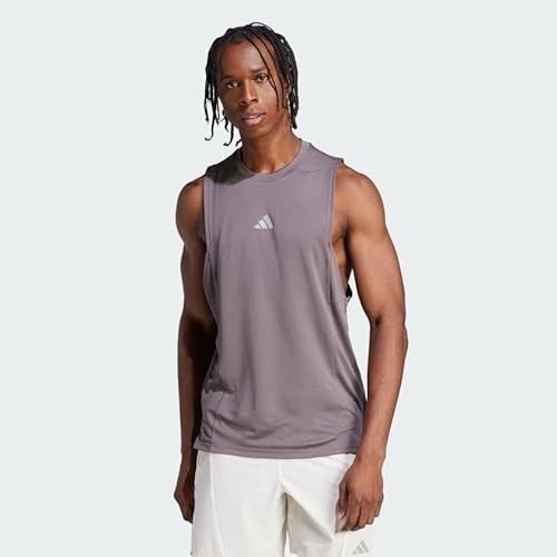 Adidas Men's Gray RDY Training Tank Top | Sleeveless Workout Shirt NWT XS 23s gallery