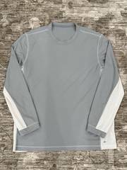 Alo Yoga Mens Cool Fit Long Sleeve Performance Shirt Size Large White Gray