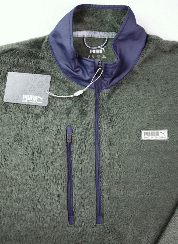 Puma Mens L Pullover 1/4 Zip Soft Sherpa Golf Long Sleeve Mock Collar Green $120 gallery