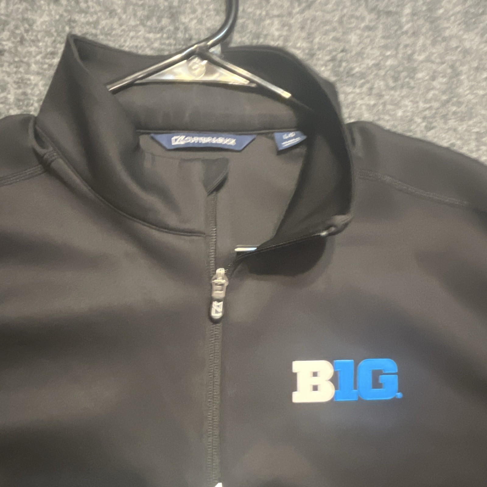 Cutter & Buck B1G Logo Black 1/4 Zip Mock Neck Pullover Men's L Polyester gallery