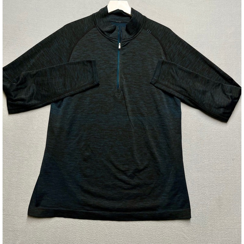 Lululemon Mens Metal Vent Tech 1/2 Zip 2.0 Pullover Dark Teal Black Space Dye L gallery