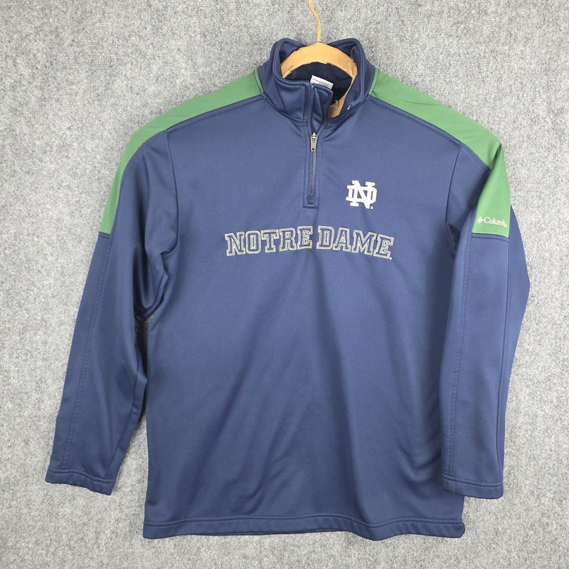 Columbia Notre Dame 1/4 Zip Pullover Mens Large Blue Golf Omni Shield gallery