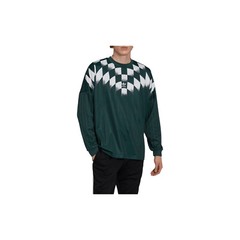 Adidas Men’s Rekive Graphic Long Sleeve Jersey Top Mineral Green Size XL