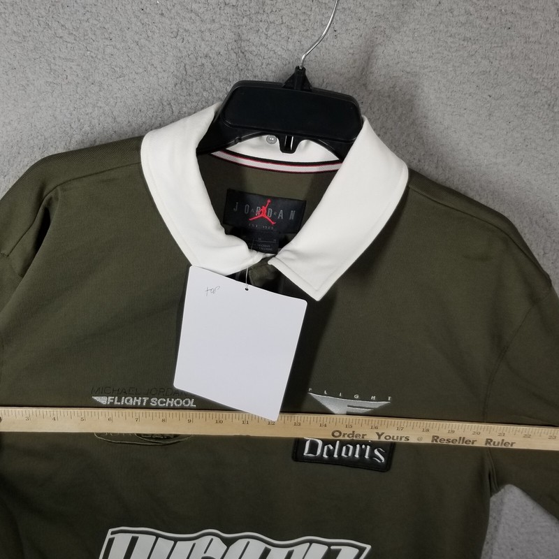 Jordan Essentials Men's Long-Sleeve Rugby Top Men Medium Green Sample HF9323-325 gallery