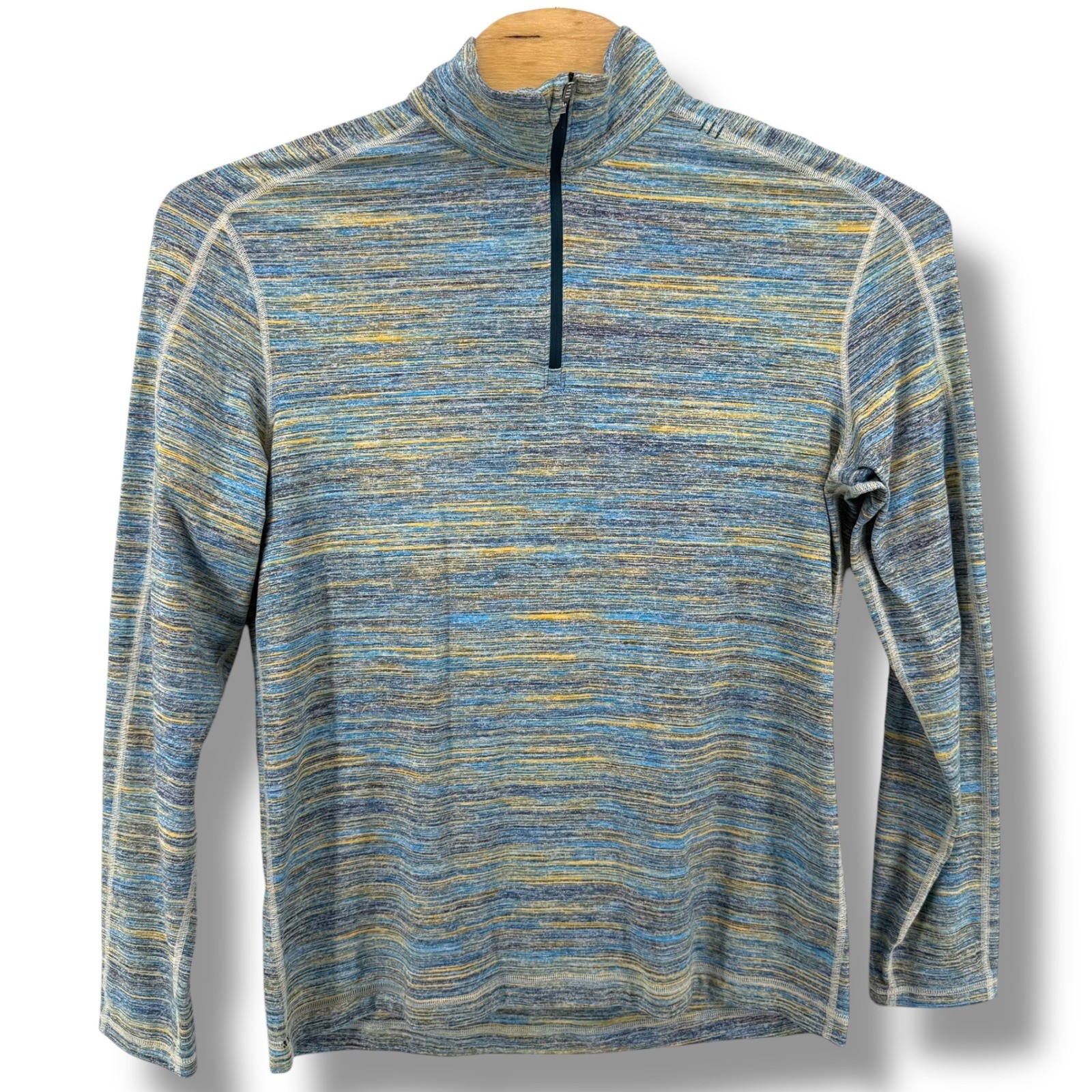 Lululemon Men's Multi Color Striped Quarter Zip Long Sleeve Athletic Top Large gallery
