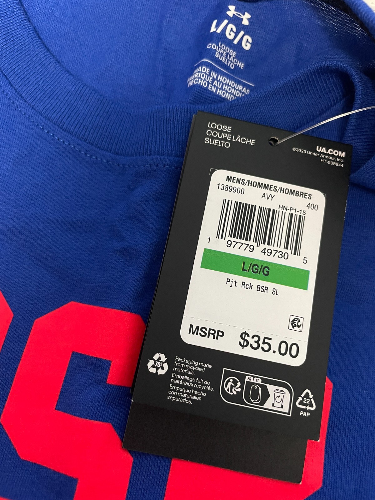 Under Armour Project Rock Tank Top Mens Large Blood Sweat Respect BSR Royal Blue gallery