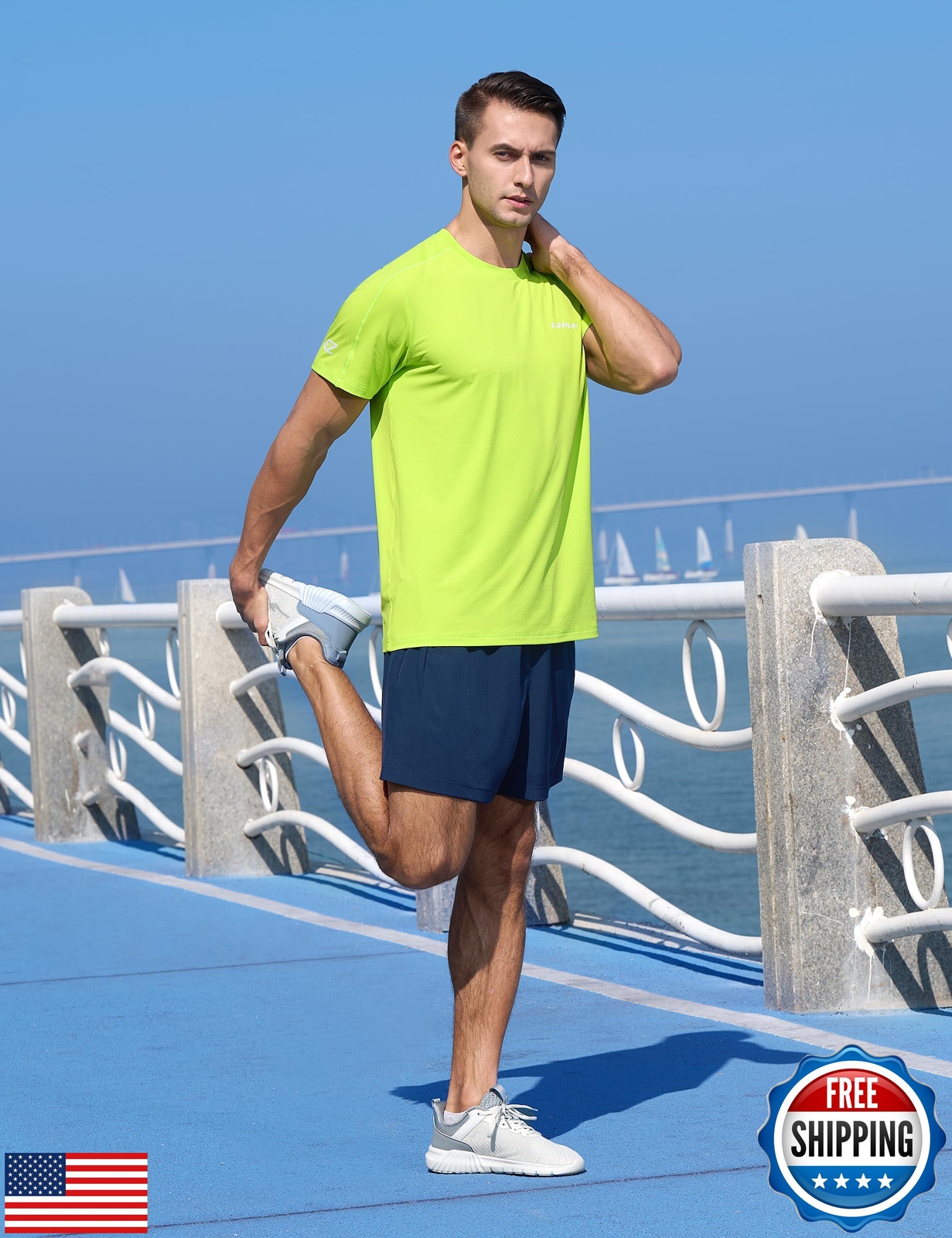 EZRUN Men's Lightweight Short Sleeve T-Shirt Quick Dry Workout Running Athlet gallery
