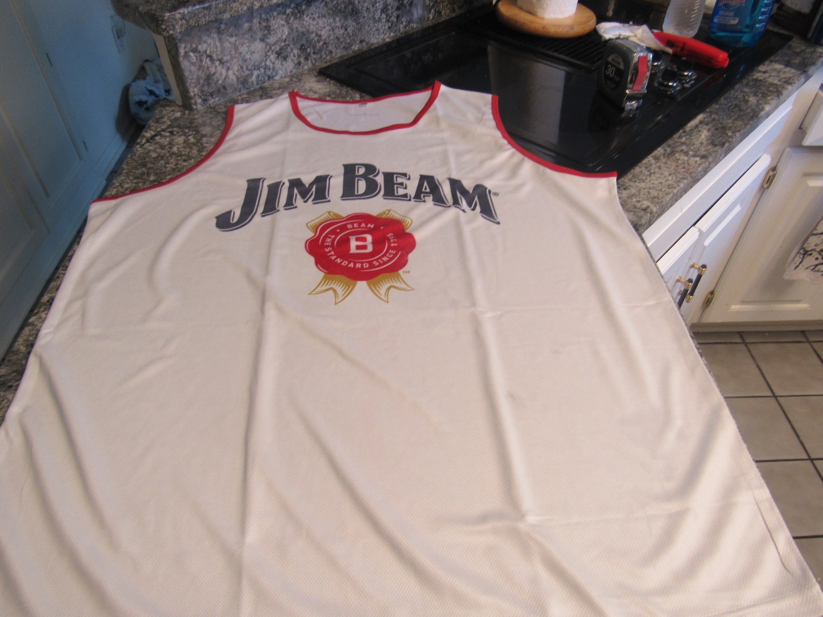 NEW Jim Beam Whiskey - White Basketball Jersey #00 Promotional Size 2XL gallery