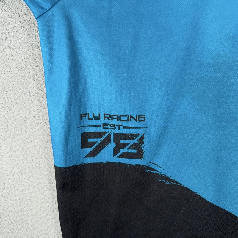 Fly Racing Jersey Mens Large Blue F-16 Motorcycle Long Sleeve V-Neck Performance gallery