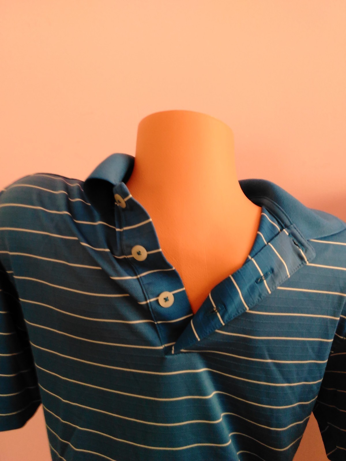 CHAMPION STRIPED Golf Polo Shirt Polyester 1/4 Button Up S/P gallery