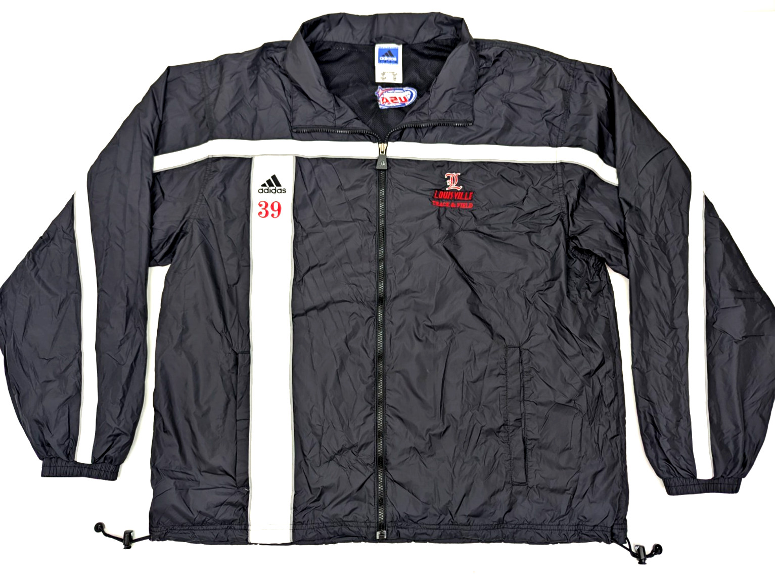 Adiddas Team Windbreaker Track Jacket, Men XL, Black w Louisville Red Embroidery gallery