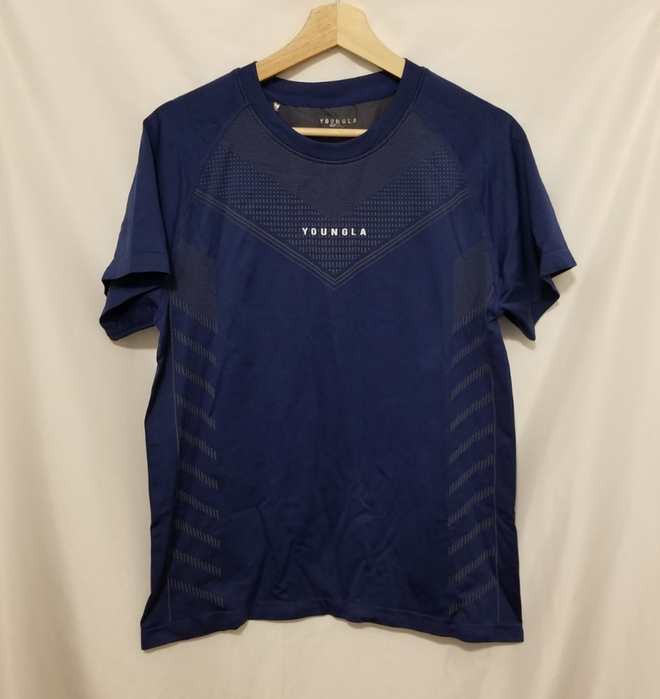 YoungLA 465 Superhero Compression Tee Men 2XL Dark Blue Super Fitted Gym Workout