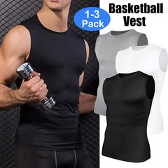 3 Pack Mens Slimming Activewear Compression Vest T-Shirt Quick Dry Tank Tops