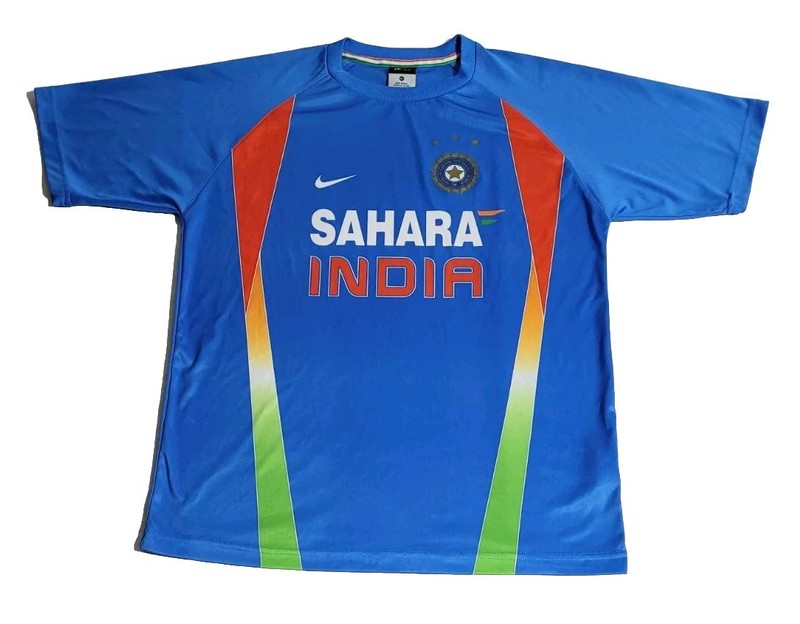 Nike Dri-Fit Star India Indian Cricket Sahara Blue Jersey Athletic Tee Size M gallery
