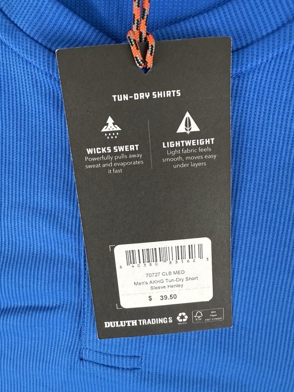 Alaskan Hardgear Men’s Medium Blue Relaxed TUN-DRY Short Sleeve Lightweight NWT gallery