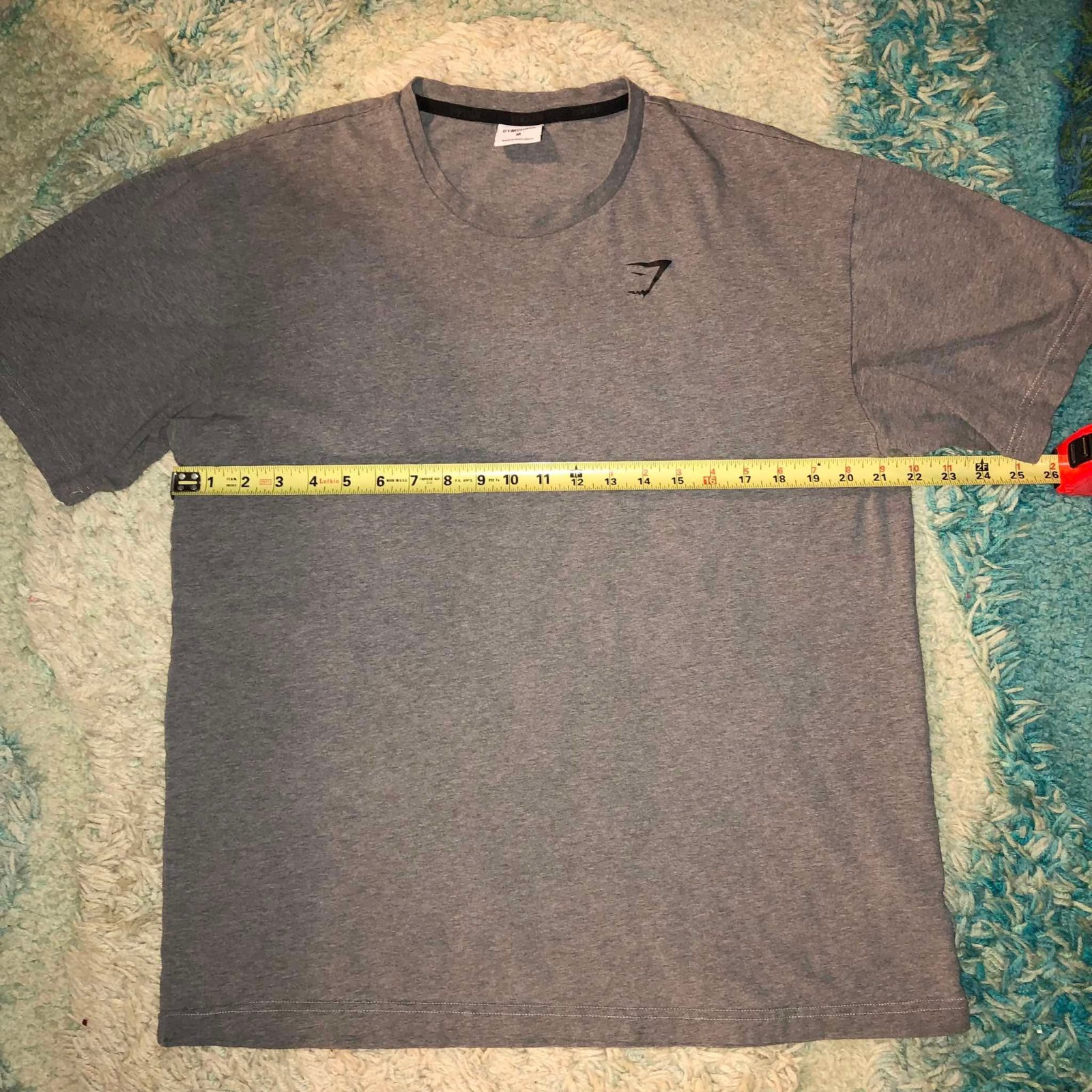 GYMSHARK Men's Gray Solid Crew Neck Tagless Logo T-Shirt Regular Fit M gallery