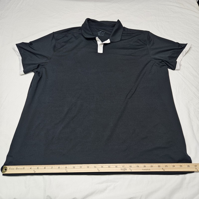 Nike Men's Dri-FIT T-Shirt Black With White Accents Logo Short Sleeves Size 2XL gallery