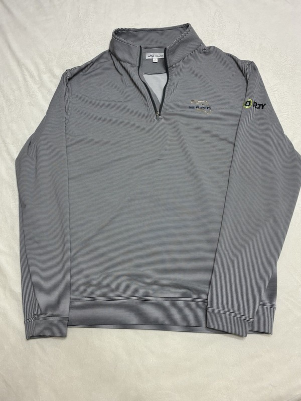 Peter Millar 1/4 Zip Performance Pullover The Players 2023 Gray White Striped gallery