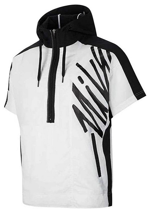 Nike Light Weight 1/2 Zip Short Sleeve Training Hoodie Size L CJ4627-100 Wht/Blk gallery