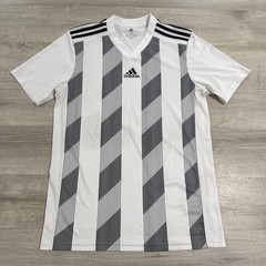 Adidas Climalite Soccer Jersey Men’s White Black Medium Short Sleeve Striped