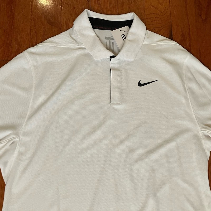 Nike Golf Tiger Woods ADV Dri Fit Polo DR5314 100 White Black Sz L gallery