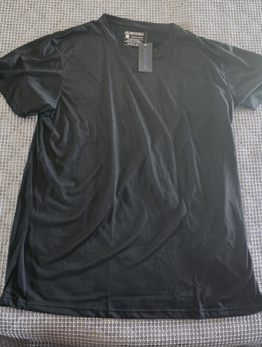 NWT Akawooko Men's Black Indigo Workout T-Shirt Short Sleeve - Sz 2XL gallery