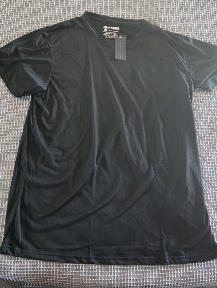NWT Akawooko Men's Black Indigo Workout T-Shirt Short Sleeve - Sz 2XL
