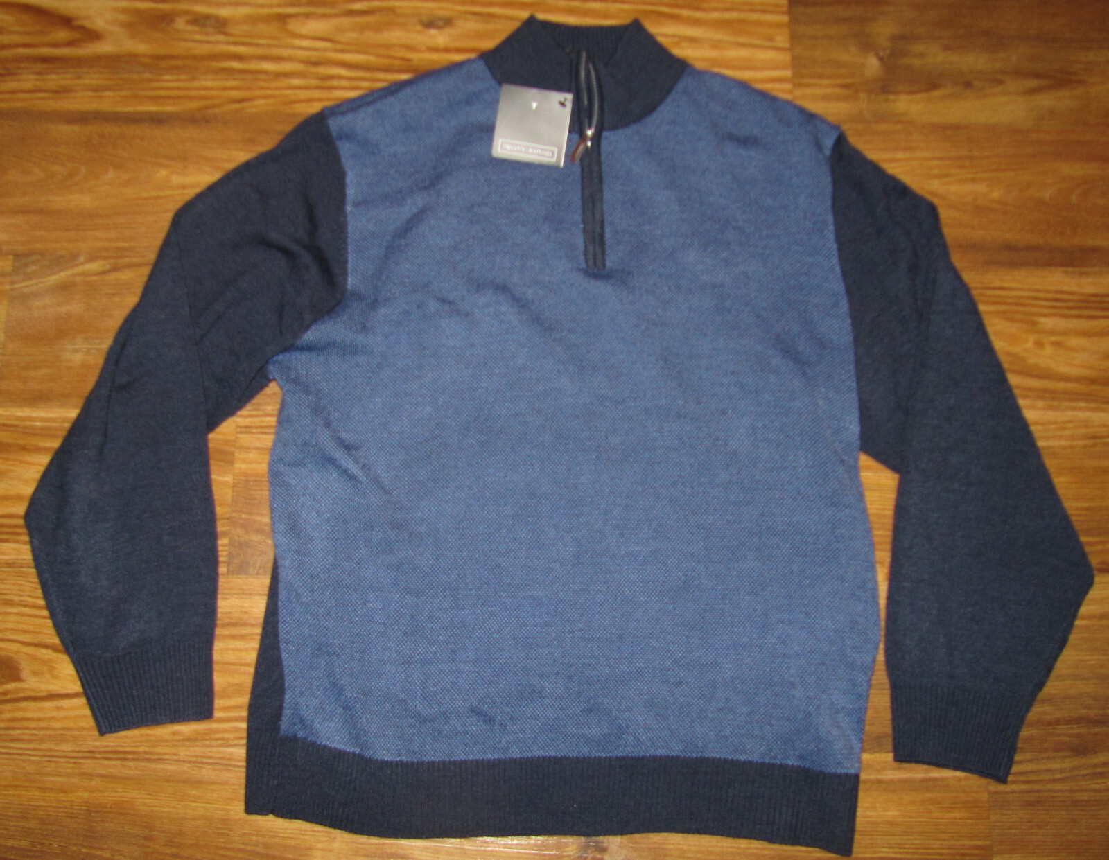 Tricots St Raphael Mens 1/4-Zip Long-Sleeve Shirt, Acrylic, Blue, Size 2XL, New gallery