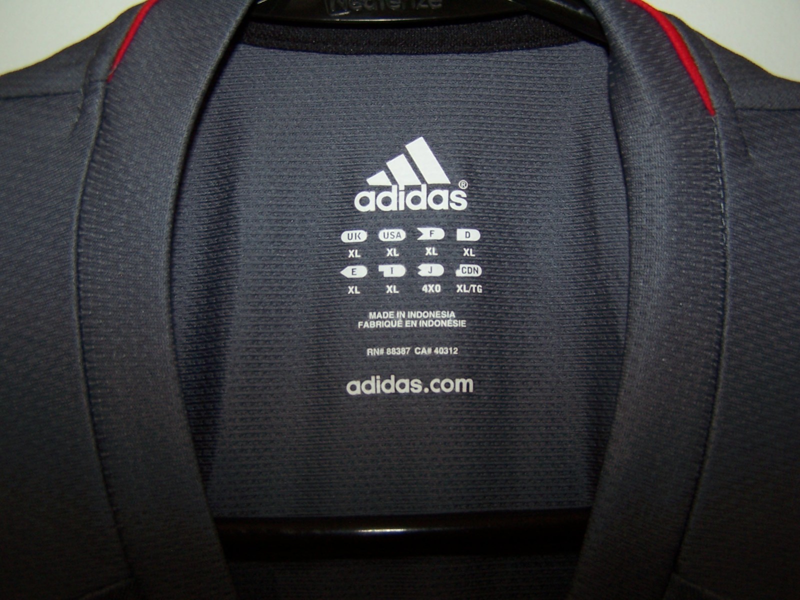 Adidas Charcoal & Black, Red Logo Mesh Short Sleeve Activewear Shirt - Men's XL gallery