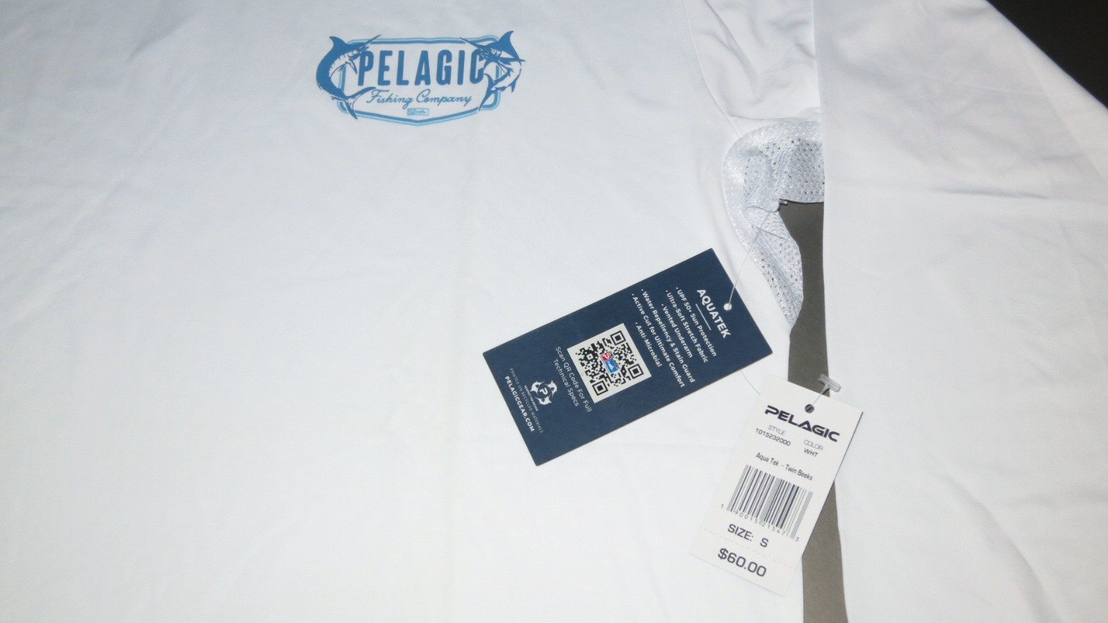PELAGIC Aqua Tek Long Sleeve Men's Small S Twin Beaks White $60 gallery