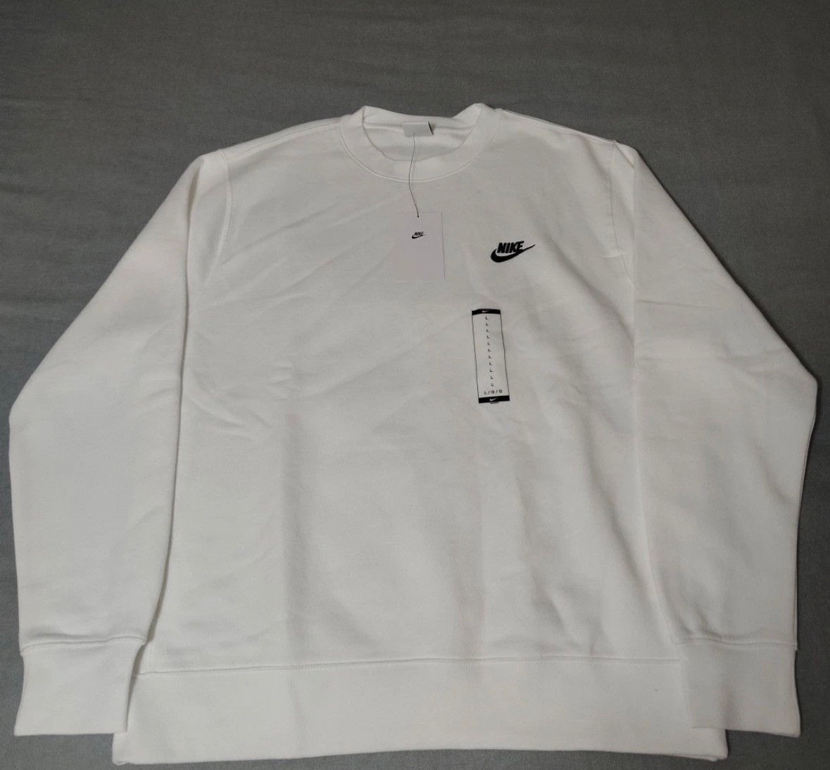 Nike Men's L Crewneck Sweatshirt Classic Logo Pullover Casual White BV2662-100 gallery
