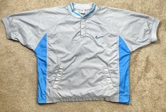 Nike Vintage 90s Short Sleeve Pullover Windbreaker Jacket Gray Blue XL Batting