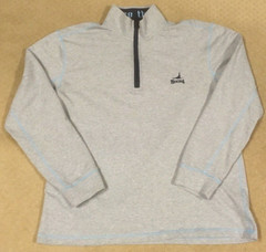 Buoy 4 Mens Pullover LARGE Gray 1/4 Zip Coastal Knit Nautical Seal Fishing