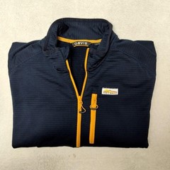 Orvis Pullover Mens L Blue 1/4 Zip Mock Neck Outdoor Horseshoe Hills Fleece 2YNJ