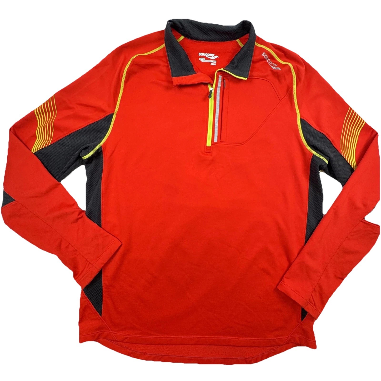 Saucony DRYLETE Pullover Mens Medium Red 1/4 Zip Running Long Sleeve Athletic gallery